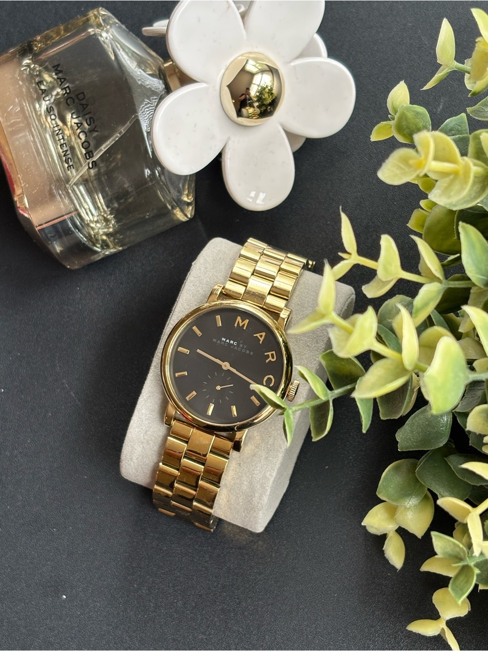 Marc Jacobs Gold and Black Stainless Steel Bracelet Watch